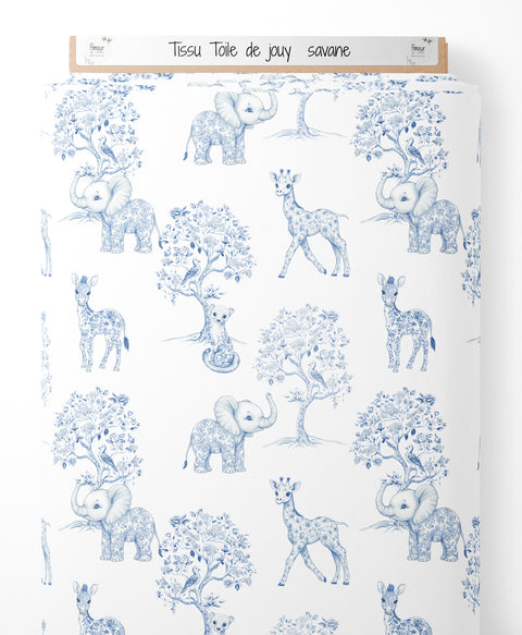 Tissu coton - Toile de Jouy savane
