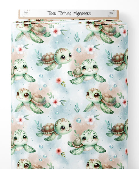 Tissu coton - Tortues mignonnes