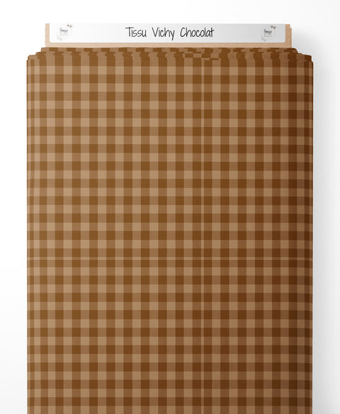 Tissu coton - Vichy Chocolat