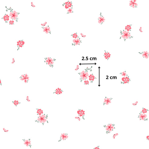 Tissu coton - Petites fleurs rose clair