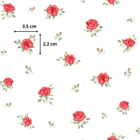Tissu coton - Roses rouges