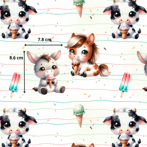 Tissu coton - Animaux glace