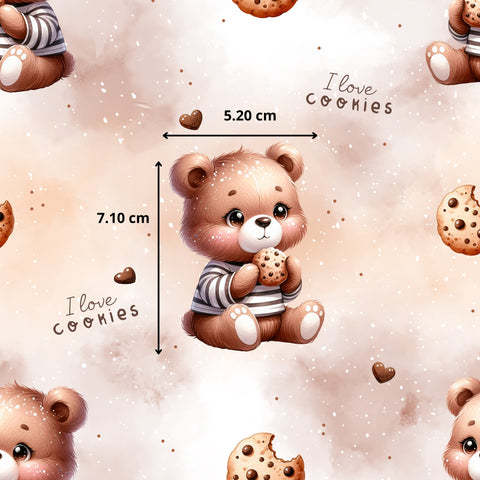Tissu coton - Ours gourmand