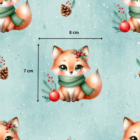 Tissu coton - Renard de Noël