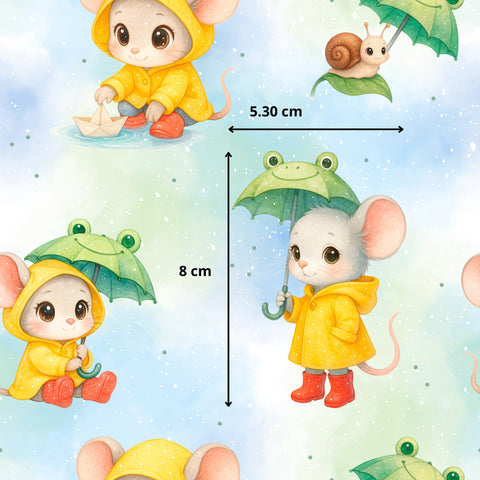 Tissu coton - Souris Parapluie