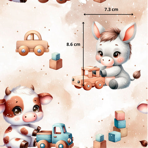 Tissu coton - Animaux jeux