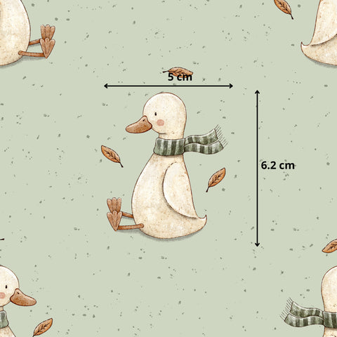 Tissu coton - Canards sauge