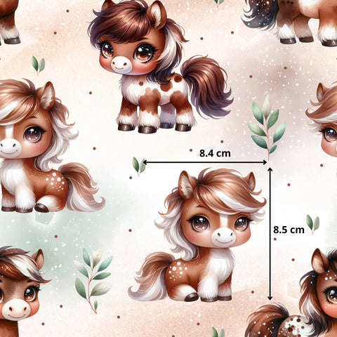 Tissu coton - Chevaux mignons
