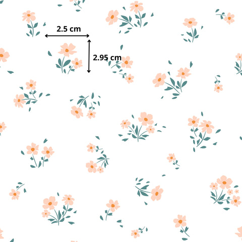 Tissu coton - fleurettes abricot
