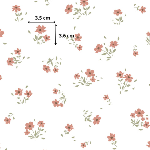 Tissu coton - Petites fleurs terracotta