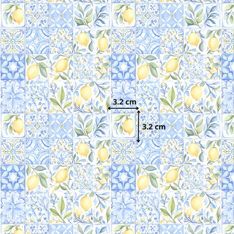 Tissu coton - floral vintage bleu