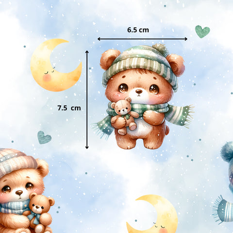 Tissu coton - Ours lune