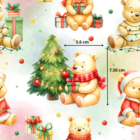 Tissu coton - Ours Noël 2