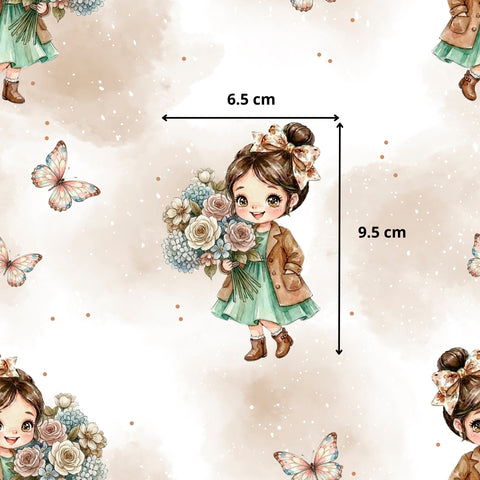 Tissu coton - Fille floral