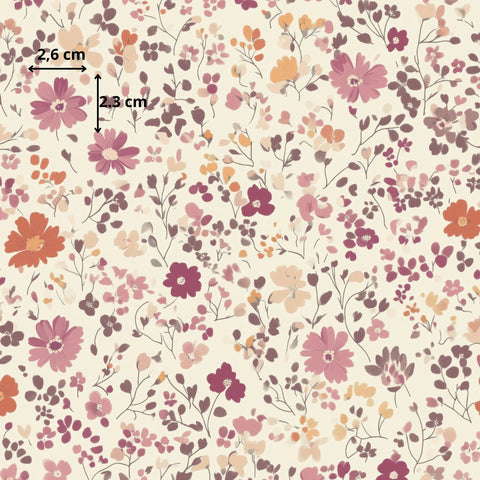 Tissu coton - Fleurs mauves