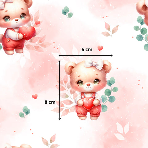 Tissu coton - Ours rose