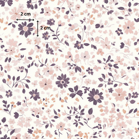 Tissu coton - Fleurs mauve