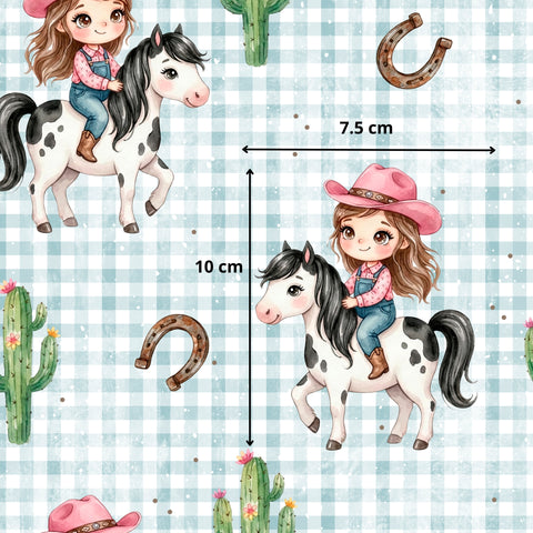 Tissu coton - Equitation fille