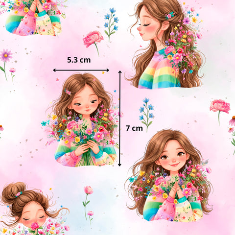 Tissu coton - Femmes fleurs