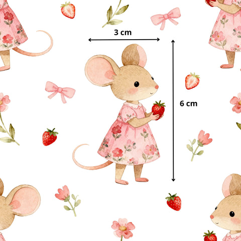Tissu coton - Souris Fraises
