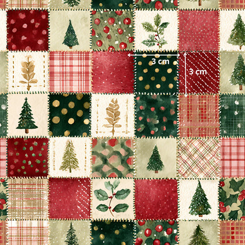 Tissu coton - Noël patchwork