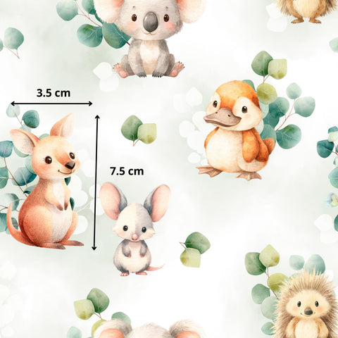 Tissu coton - Animaux eucalyptus