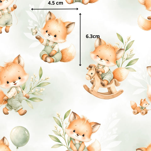 Tissu coton - Renard jeux