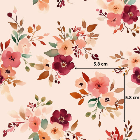 Tissu coton - Bouquet rose