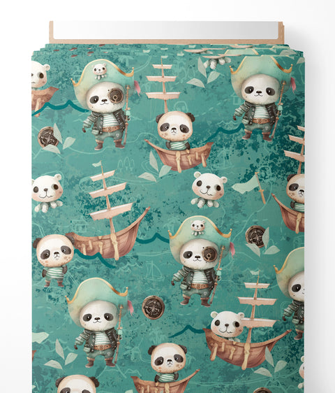 Tissu coton premium - Panda pirate