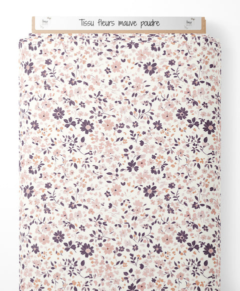 Tissu coton - Fleurs mauve