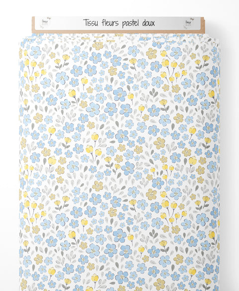Tissu coton - Fleurs pastel doux