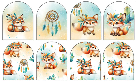 Panneaux éponge gants de toilette (lot de 4) - Renard boho