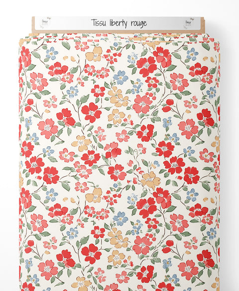 Tissu coton - liberty rouge