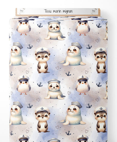Tissu coton - Marin mignon