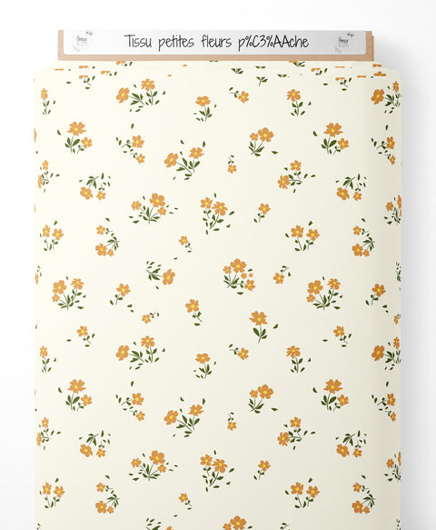 Tissu coton - Petites fleurs pêche