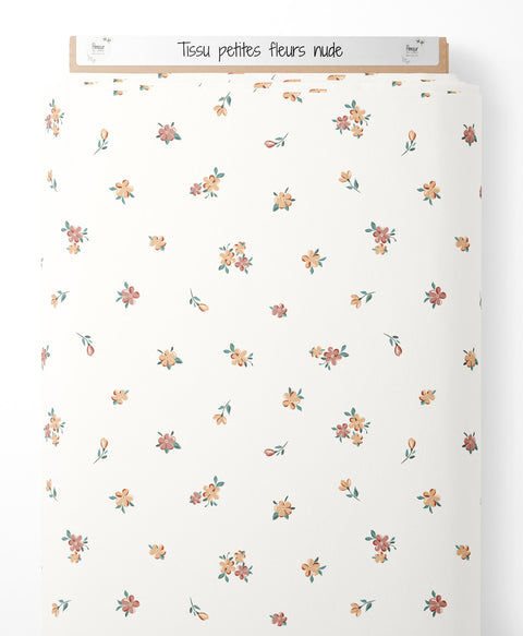 Tissu coton - Petites fleurs nude