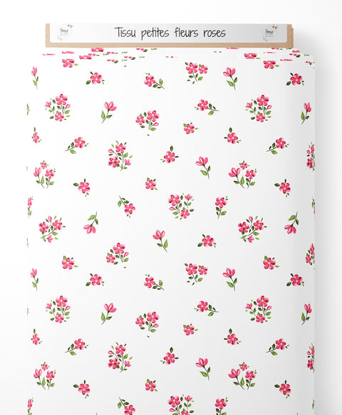 Tissu coton - Petites fleurs roses