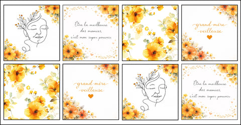 Panneaux coton 12/12cm (lot de 8) - Grand mère-veilleuse