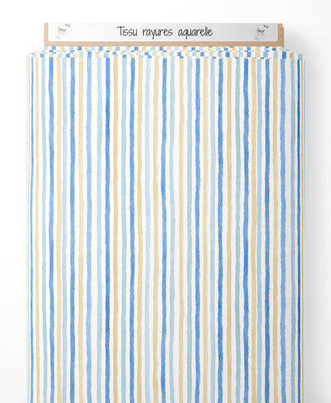 Tissu coton - rayures aquarelle