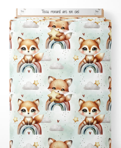 Tissu coton - Renard arc en ciel