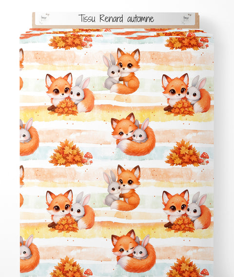 Tissu coton - Renard automne