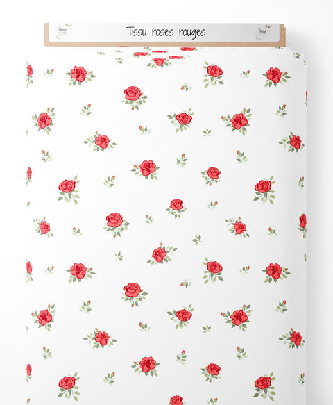 Tissu coton - Roses rouges