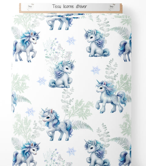 Tissu coton premium - Licorne d'hiver