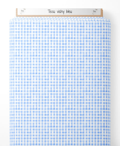 Tissu coton - vichy bleu