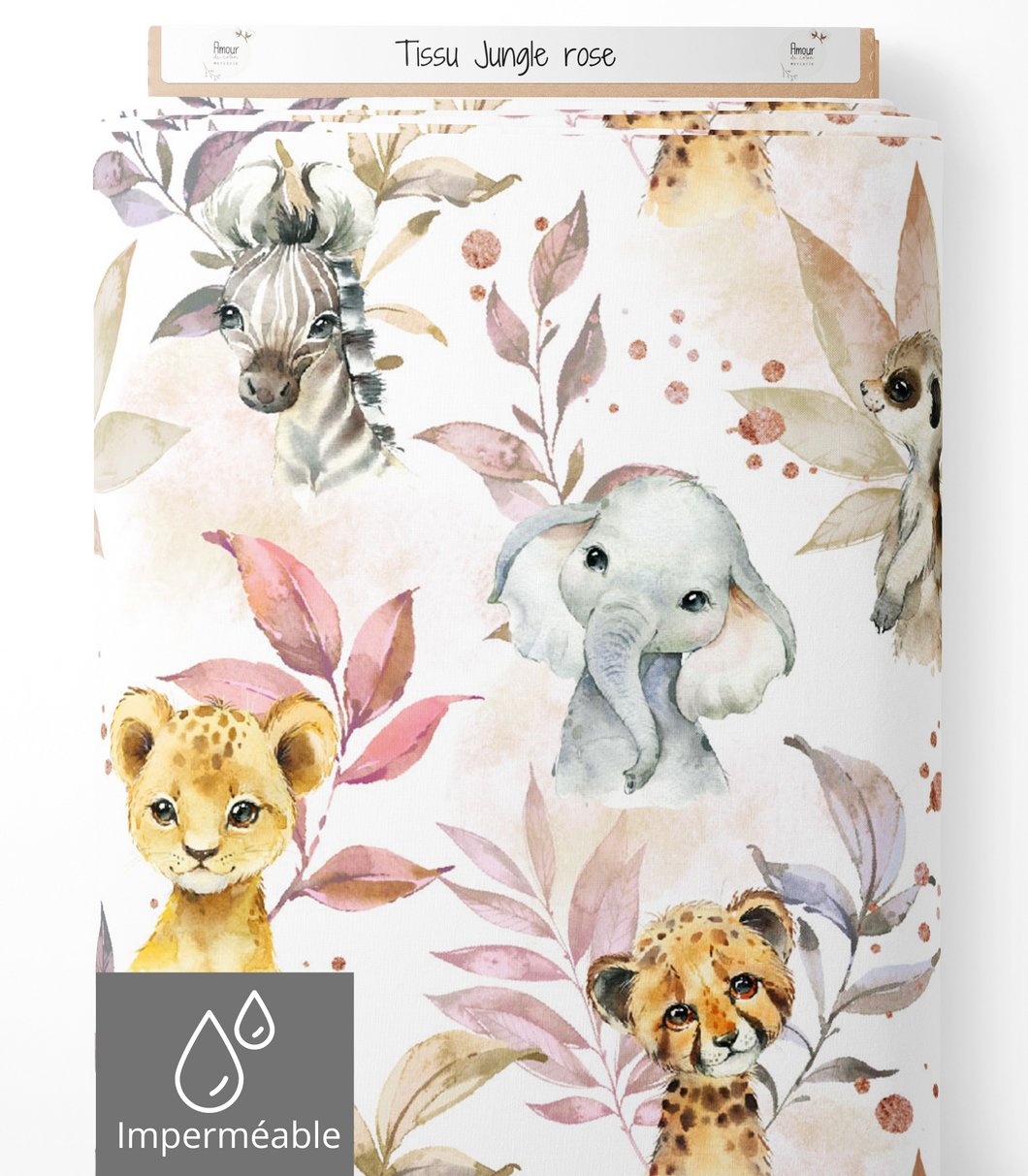 Tissu imperméable - Jungle rose