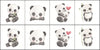 Paneles de algodón 12/12cm (set de 8) - Pandas
