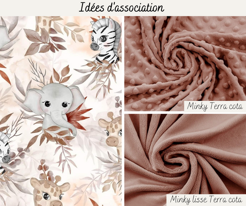 Tissu coton premium - Safari mignon terra cota