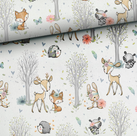 Tissu coton premium - Bébés animaux forêt