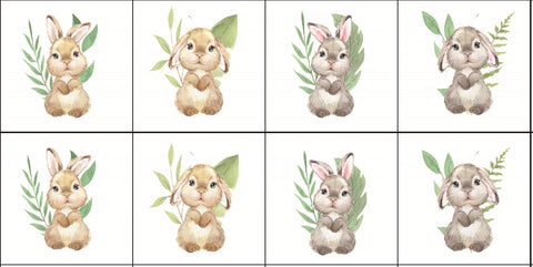 Paneles de algodón 12/12cm (juego de 8) - Conejo