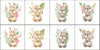 Paneles de algodón 12/12cm (juego de 8) - Flores de conejo